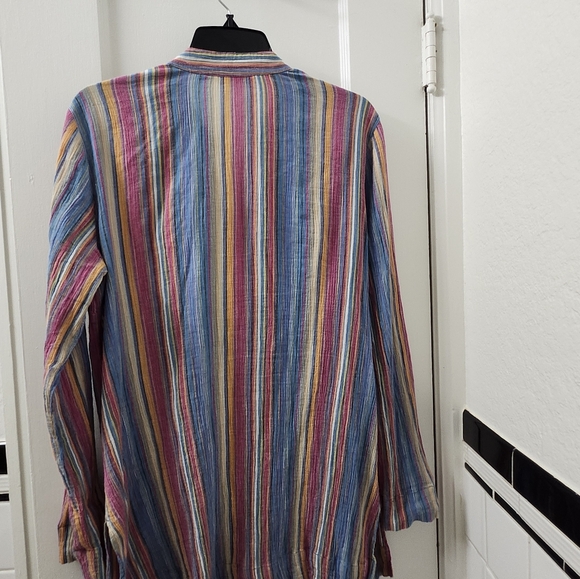 Colorful Striped SOFT SURROUNDINGS Tunic with Embroidered Details - Picture 4 of 5